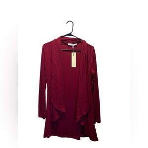 BaishengGT Women's Size M Open Front‎ Cardigan Drape Red Long Sleeve NWT